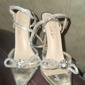 Lulu's Sparkling Silver Strappy Heels